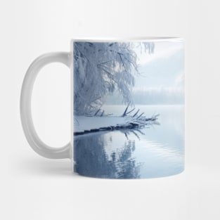 Lake Boat In Winter Serene Landscape Mug